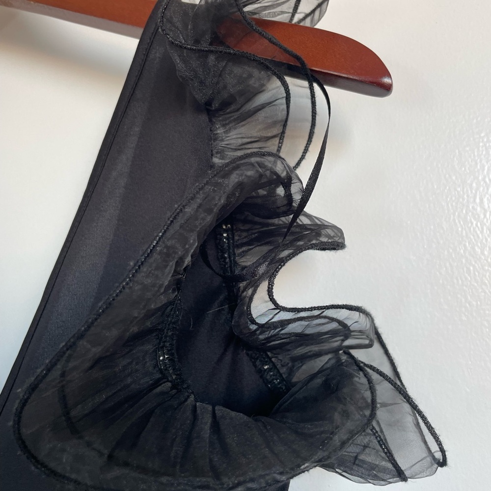 Zara Black Organza Thong Bodysuit Size Small - Picture 6 of 9